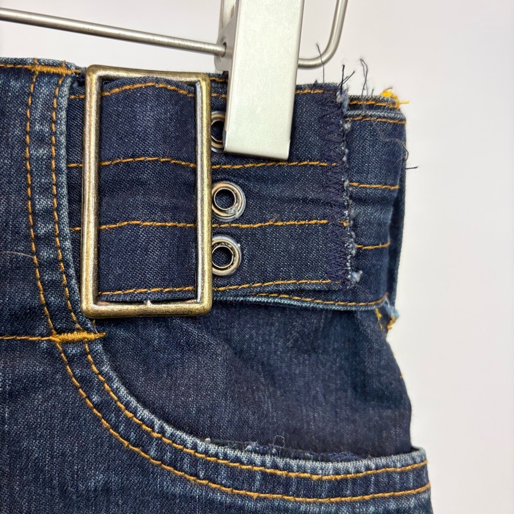 Vintage Y2K Gasoline Jeans Dark Wash Denim Maxi Skirt w/ Belt Utility Pocket - Picture 6 of 13